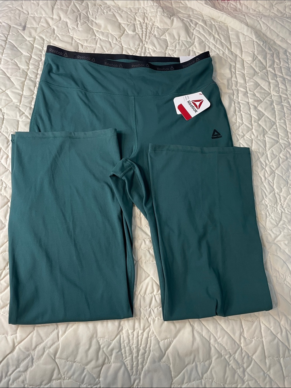 Reebok Womans Teal Green Flare Leggings 2XL
